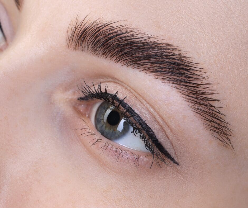 A woman with laminated eyebrows